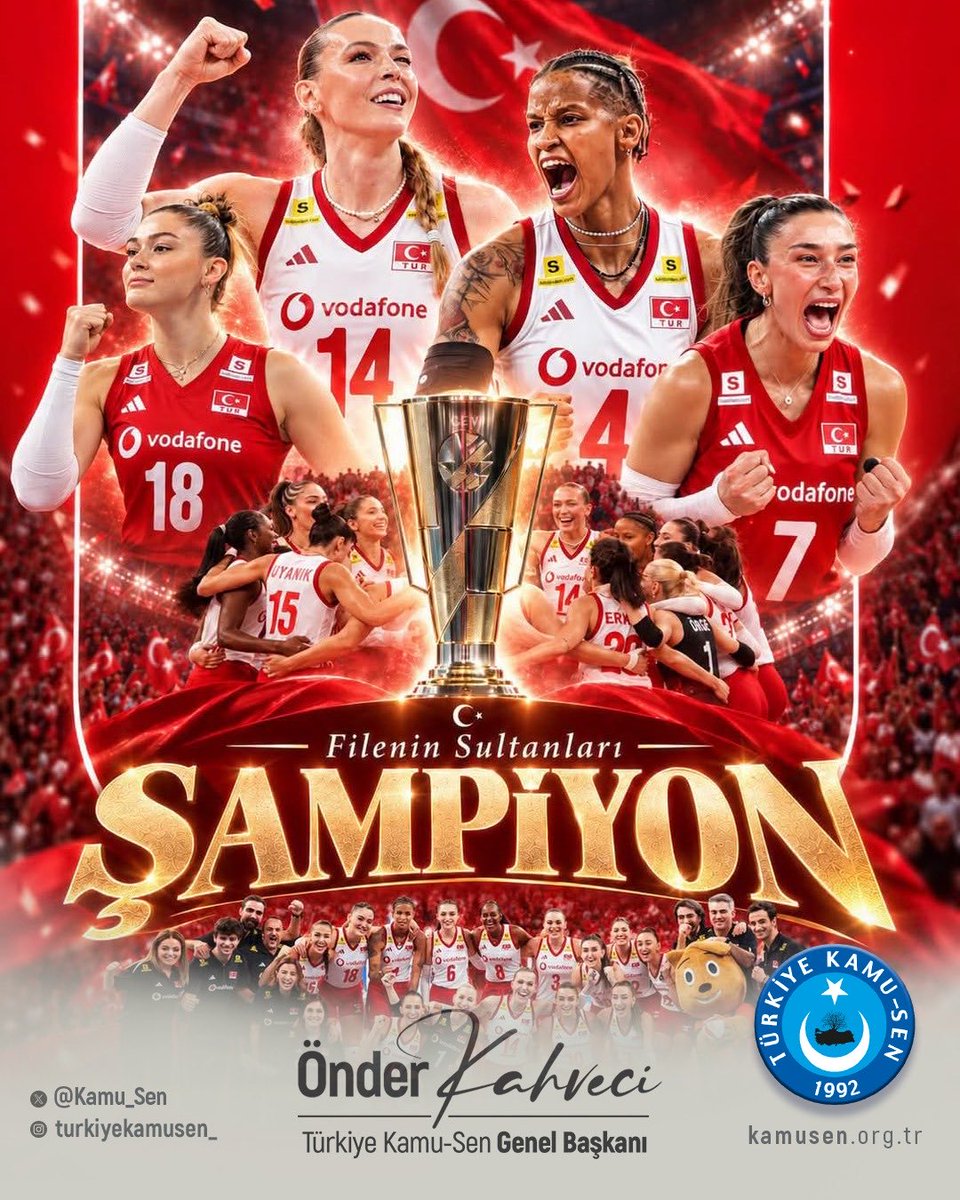 OnderKahveci's tweet photo. Bu takıma o kadar çok tebrik yazıyoruz ki, onlar için ne desek az! 🇹🇷

Muhteşemsiniz #FileninSultanları! 🏐

Yüz akımız, gururumuz, bizim kızlarımız…
Avrupa Şampiyonu! 
Yürekten tebrik ederiz 🏆🇹🇷

Bir başkadır Filenin Sultanları,
bir başkadır Türkiye’m! 🇹🇷 https://t.co/zzaVg6HzLa
