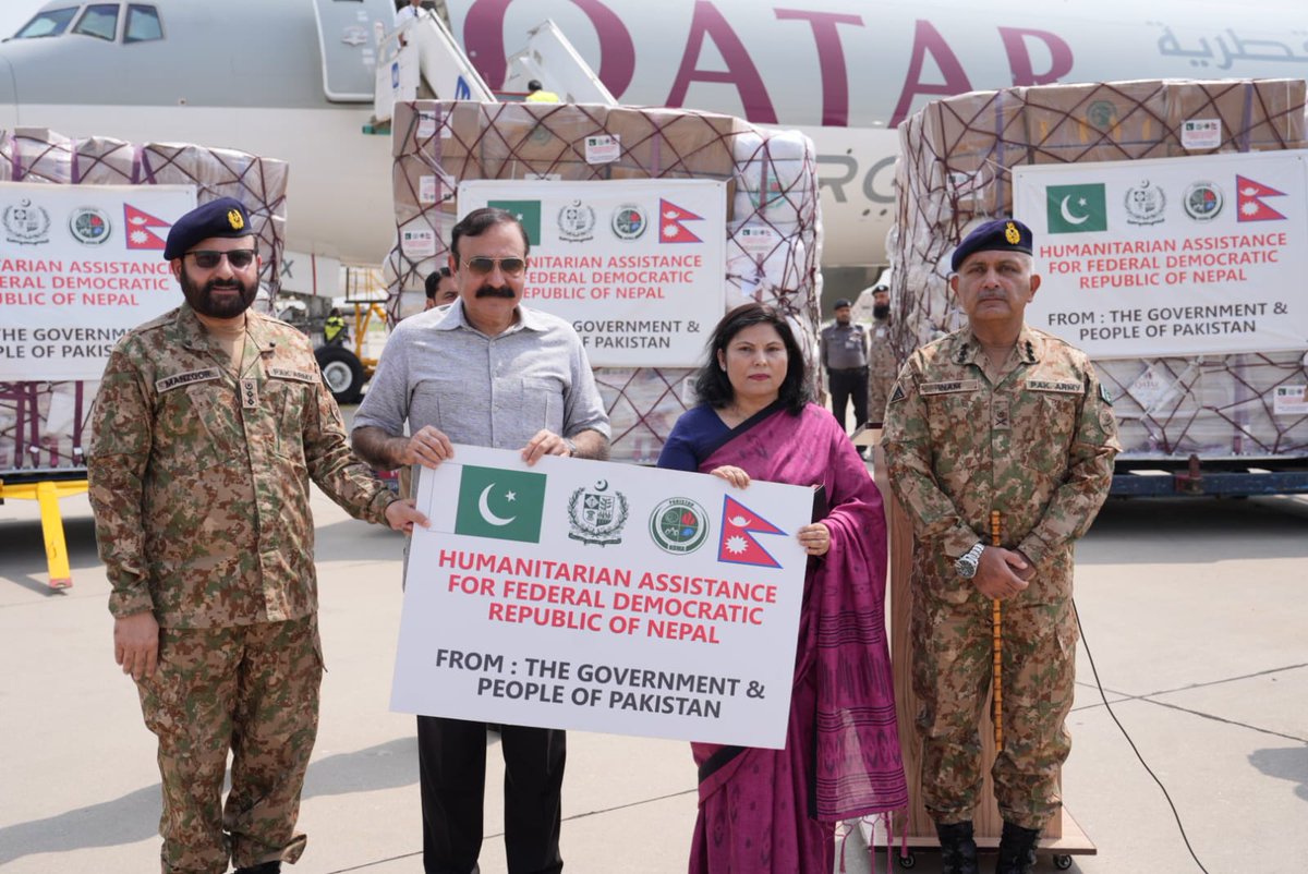 ndmapk's tweet photo. Pakistan Dispatches Humanitarian Assistance to Nepal

#NDMA #DisasterPreparedness #NEOC #Pakistan #nepal https://t.co/jTByScR0hR