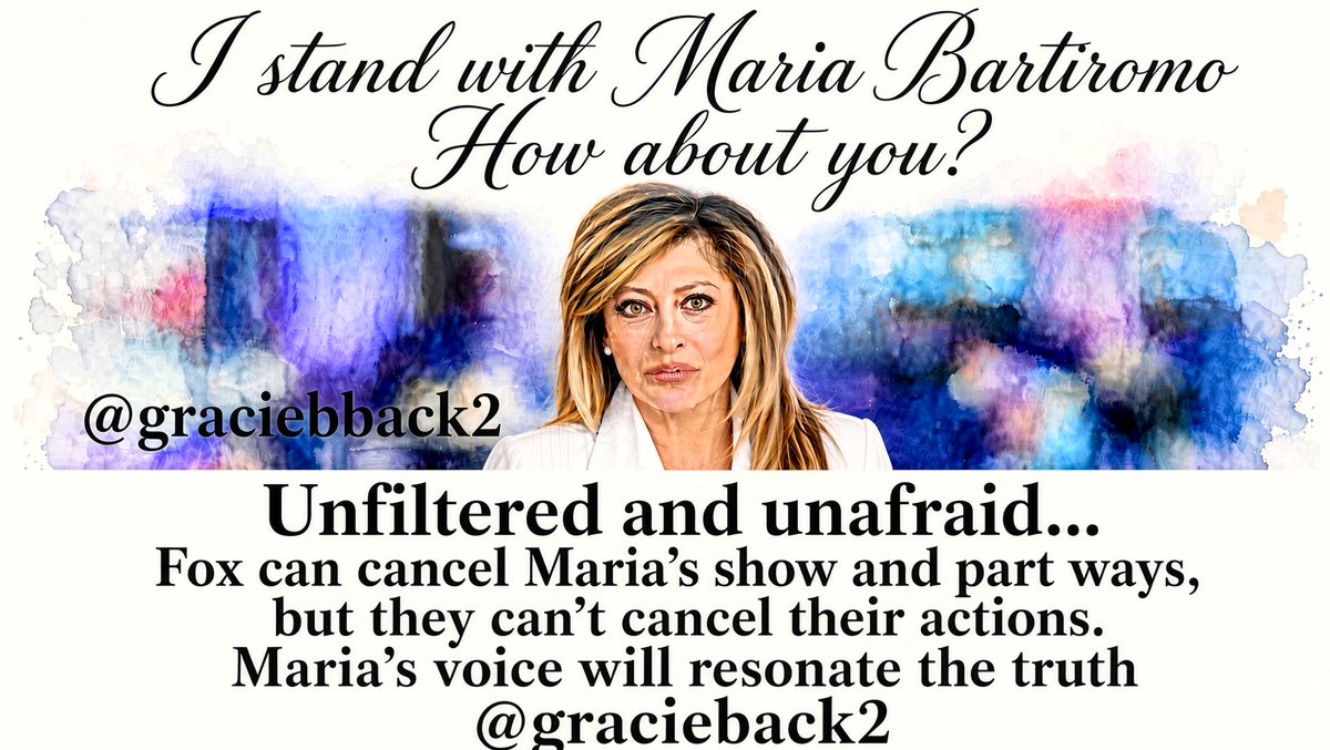 gracieback2's tweet photo. Standing with Maria 

How about you ?

Fox can cancel Maria’s show and part-ways , but they can’t cancel their actions. Her voice will resonate louder with the truth! https://t.co/JEDsXAoCXa