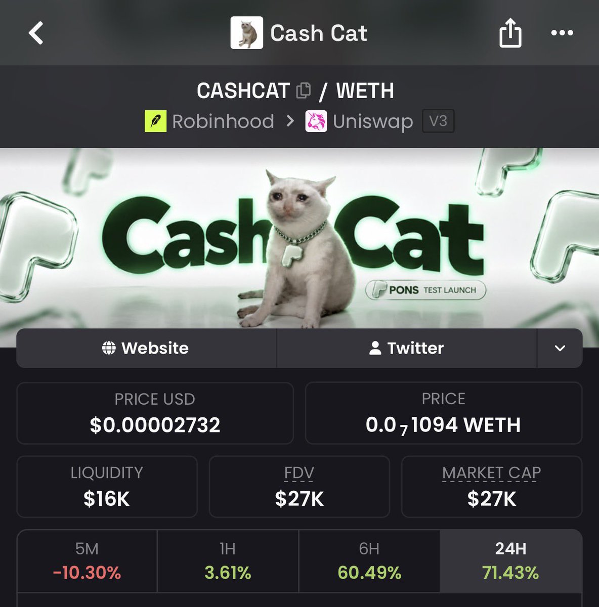 blessed_mayor's tweet photo. $PONS dev literally deployed $CASHCAT as a TEST token and left the CA sitting on GitHub.

And this shit is still larping at $20K mkt cap. 💀

Anon… how are you supposed to fade this?

https://t.co/lNQ3jCcj7c

Ca: 0x6F9B7975430055973734C27d2DDFBa2A2A7b13Ef https://t.co/BWSTVoARwE