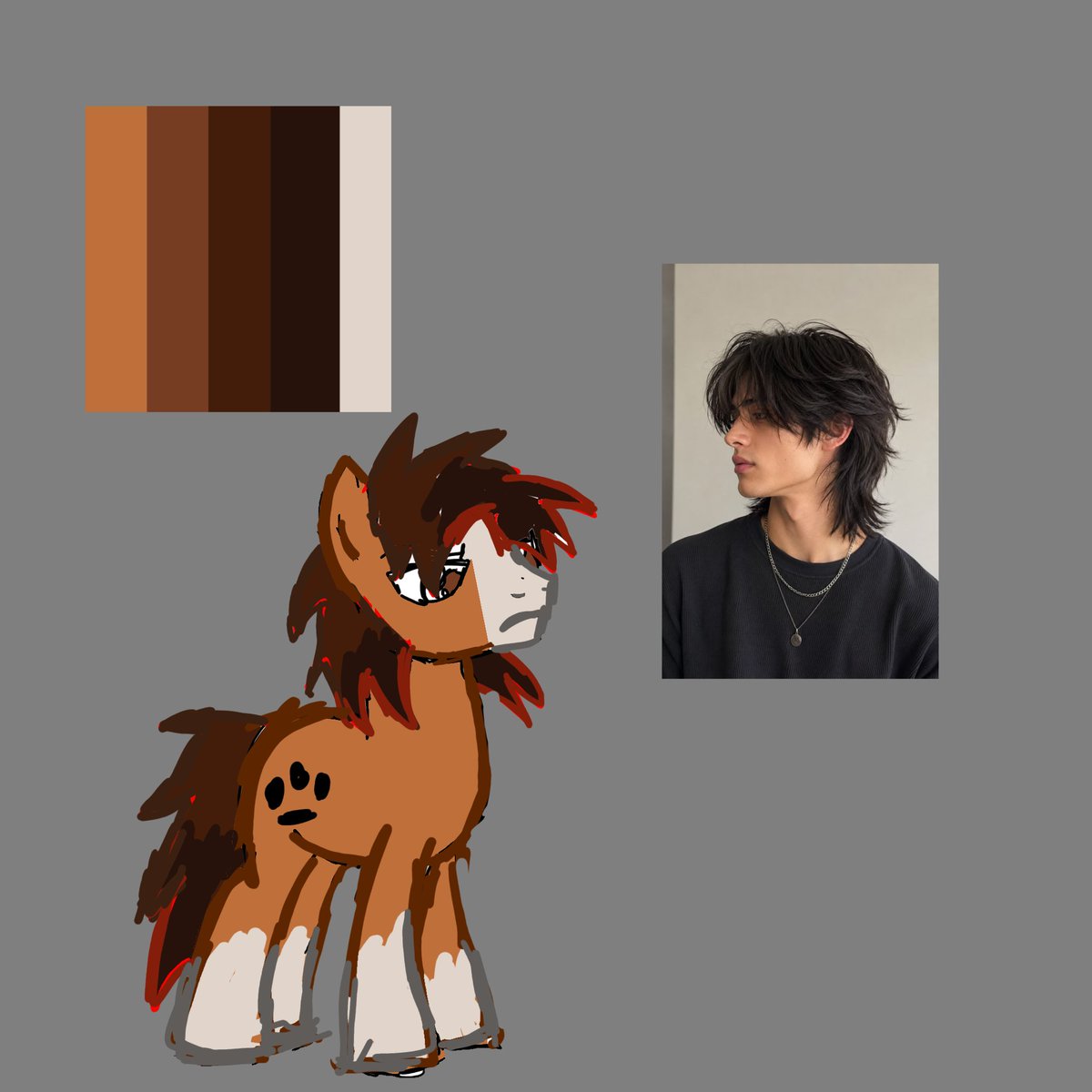 Fireypony17's tweet photo. My First time designing a mlp oc! Without using ponytown to create and design/u may see color glitches I'm still learning how to color properly on ibis paint/ photos in this references and color palettes  for the mane and color https://t.co/DCbkBmTo56