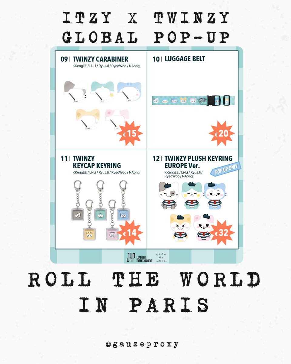 gauzeproxy's tweet photo. 「OPEN PROXY」
ITZY x TWINZY GLOBAL POP-UP STORE "ROLL THE WORLD" IN PARIS

📅 September, 11
🛒proxy fee 3€ each items 
💳 paypal and Revolut
📦domestic shipping , Vinted Ok

#ITZY #MIDZY  #TWINZY #ROLL_THE_WORLD_POPUP #TWINZY_POPUP_IN_PARIS https://t.co/NzLcTbALGt