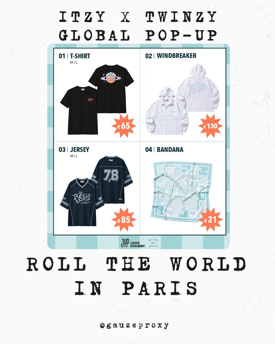 gauzeproxy's tweet photo. 「OPEN PROXY」
ITZY x TWINZY GLOBAL POP-UP STORE "ROLL THE WORLD" IN PARIS

📅 September, 11
🛒proxy fee 3€ each items 
💳 paypal and Revolut
📦domestic shipping , Vinted Ok

#ITZY #MIDZY  #TWINZY #ROLL_THE_WORLD_POPUP #TWINZY_POPUP_IN_PARIS https://t.co/NzLcTbALGt