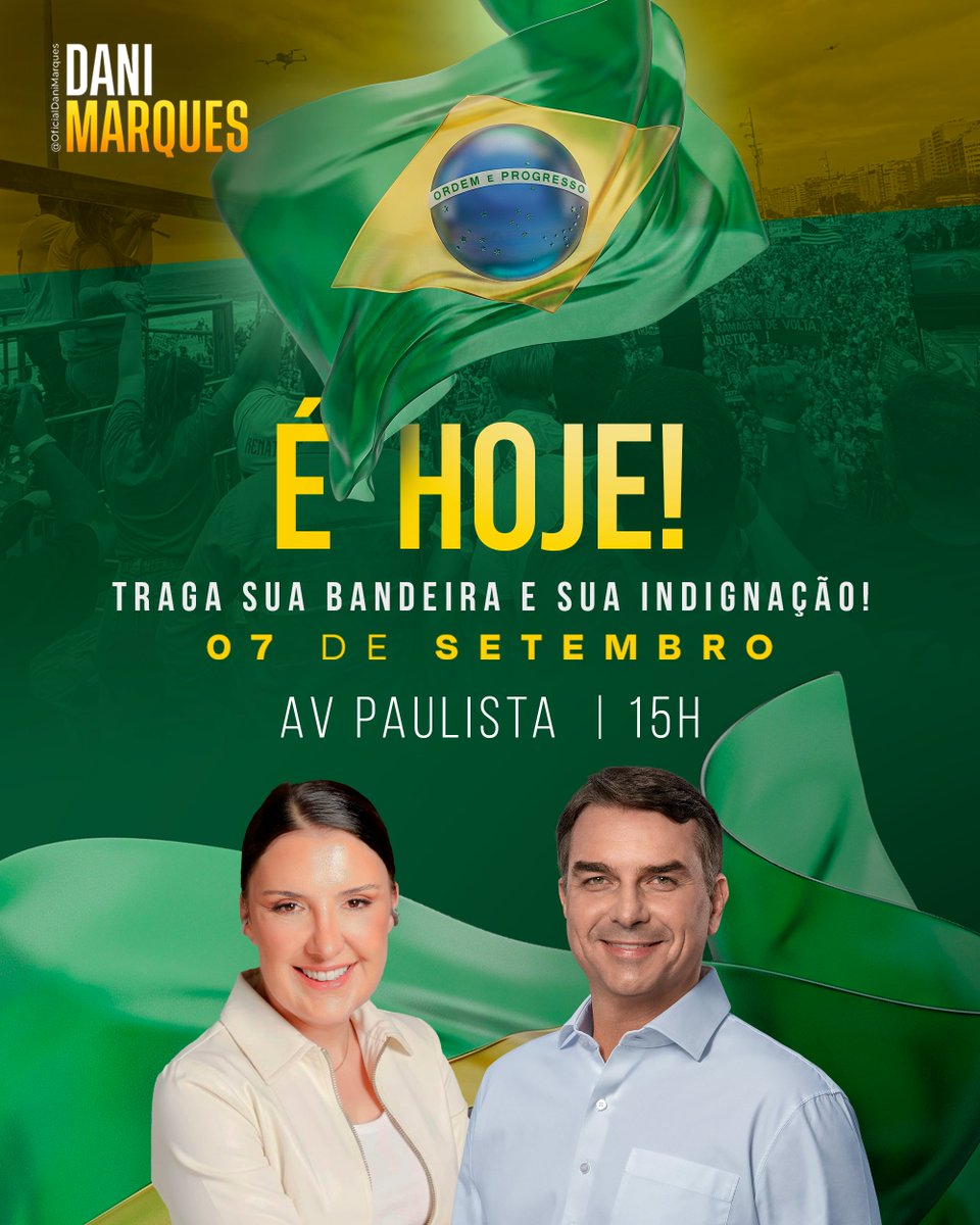 soudanimarques's tweet photo. É hoje! 🇧🇷 

Às 15h, na Avenida Paulista, estarei ao lado do @FlavioBolsonaro e dos brasileiros que querem mostrar que o país pode mudar de direção. Leve sua bandeira e venha com a gente!! https://t.co/7TwHx2vt0H