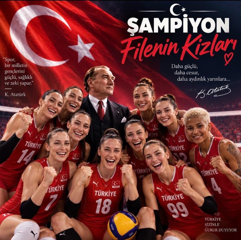 SaHaDernegi's tweet photo. Ay-yıldızlı bayrağımızı gururla taşıyıp altın madalyayı Türkiye’ye armağan eden #FileninSultanları’nı yürekten kutluyoruz.

Emeğiniz, mücadeleniz ve vazgeçmeyen ruhunuzla bir kez daha gösterdiniz ki; Türk kadınının gücü, cesareti ve kararlılığı önünde hiçbir engel duramaz! https://t.co/aMRDHqDMXk
