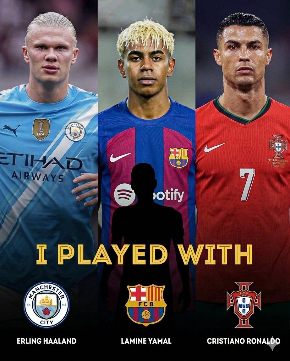 UTDIMole's tweet photo. Name the player who has played with Erling Haaland, Lamine Yamal and Cristiano Ronaldo...

LEVEL: VERY HARD. https://t.co/FqE8j9xEaW