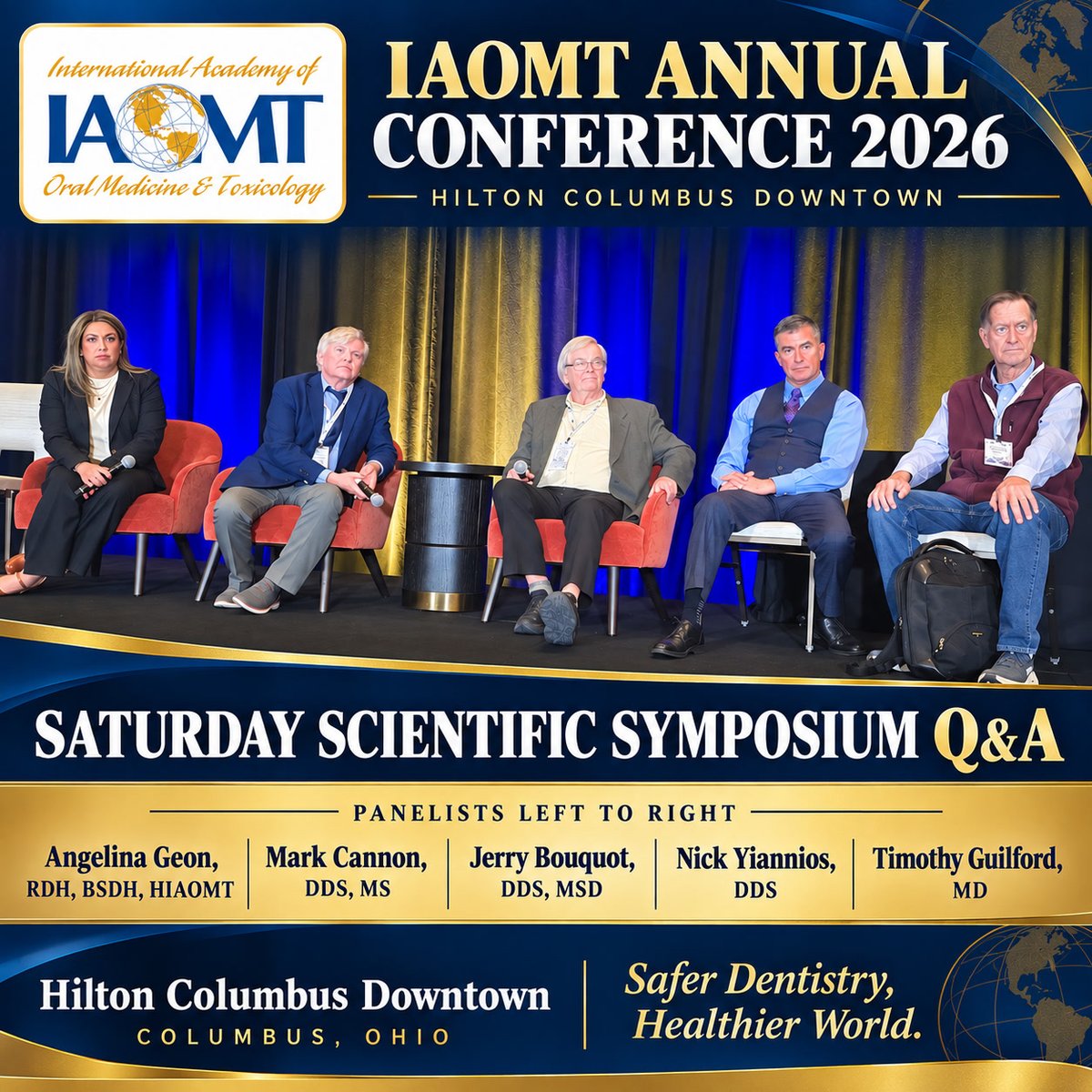 IAOMT's tweet photo. Saturday Scientific Symposium Q&amp;A at IAOMT Annual Conference 2026 💙

Grateful for this panel:
Angelina Geon, RDH, BSDH, HIAOMT · Mark Cannon, DDS, MS · Jerry Bouquot, DDS, MSD · Nick Yiannios, DDS · Timothy Guilford, MD

Safer Dentistry, Healthier World.
https://t.co/HhIUZde5r7 https://t.co/QhZd5FAQwX