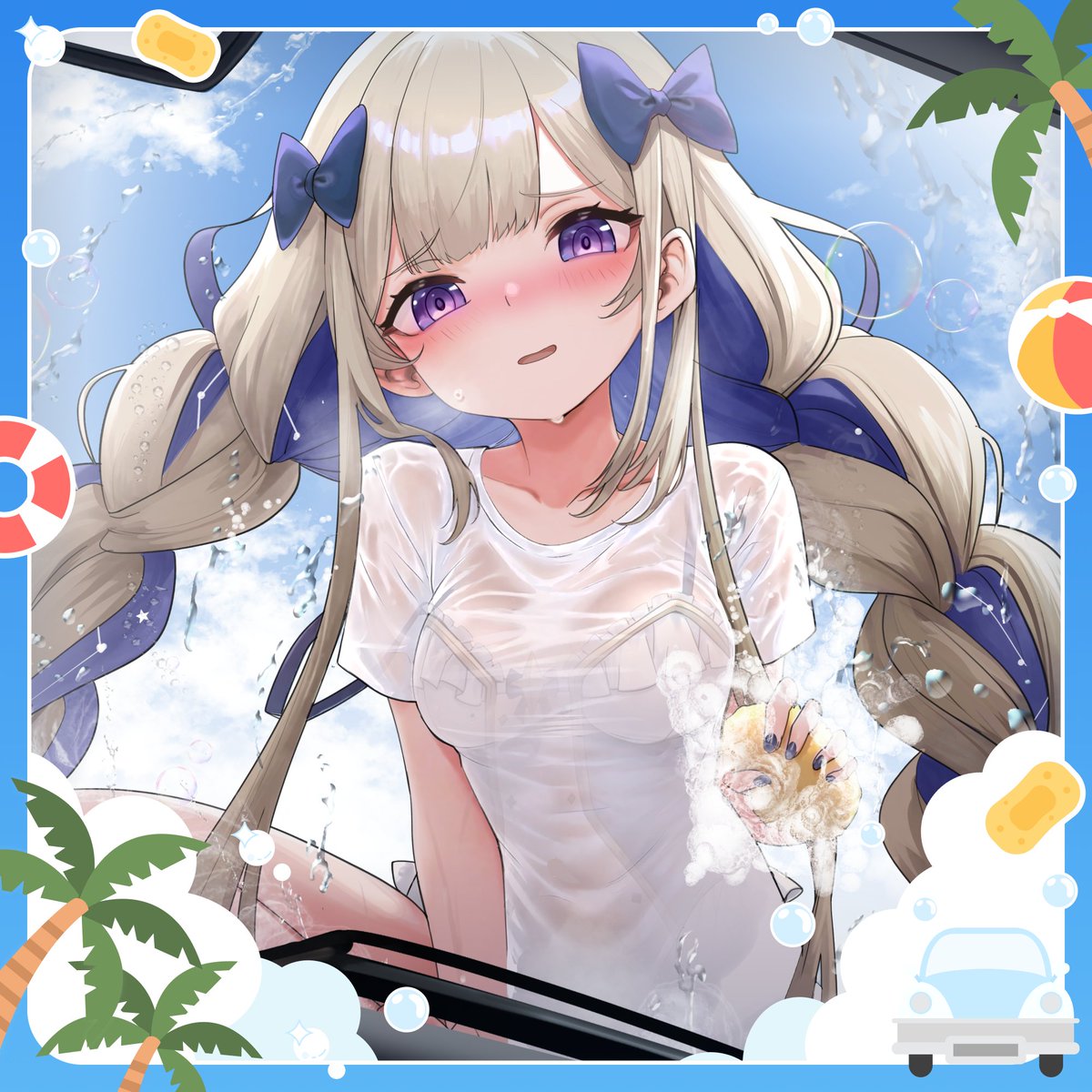 AmanogawaShiina's tweet photo. I-I hope I didn't miss a spot, cookie.🧽🚗 https://t.co/aICoDUCOTw
