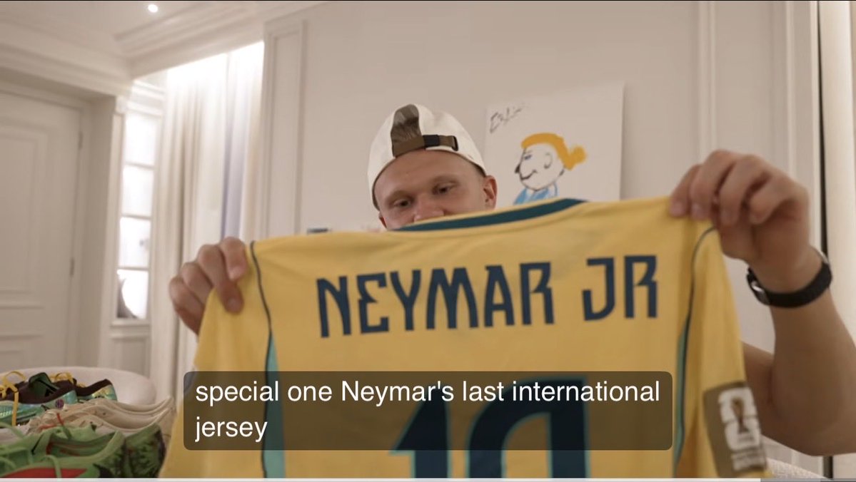 Isha488's tweet photo. Haaland talked about getting Ney’s wc jersey on his yt channel 

“Then a really special one
Neymar’s last international jersey ever. So this is really special” ❤️ https://t.co/rjUUF1cyte