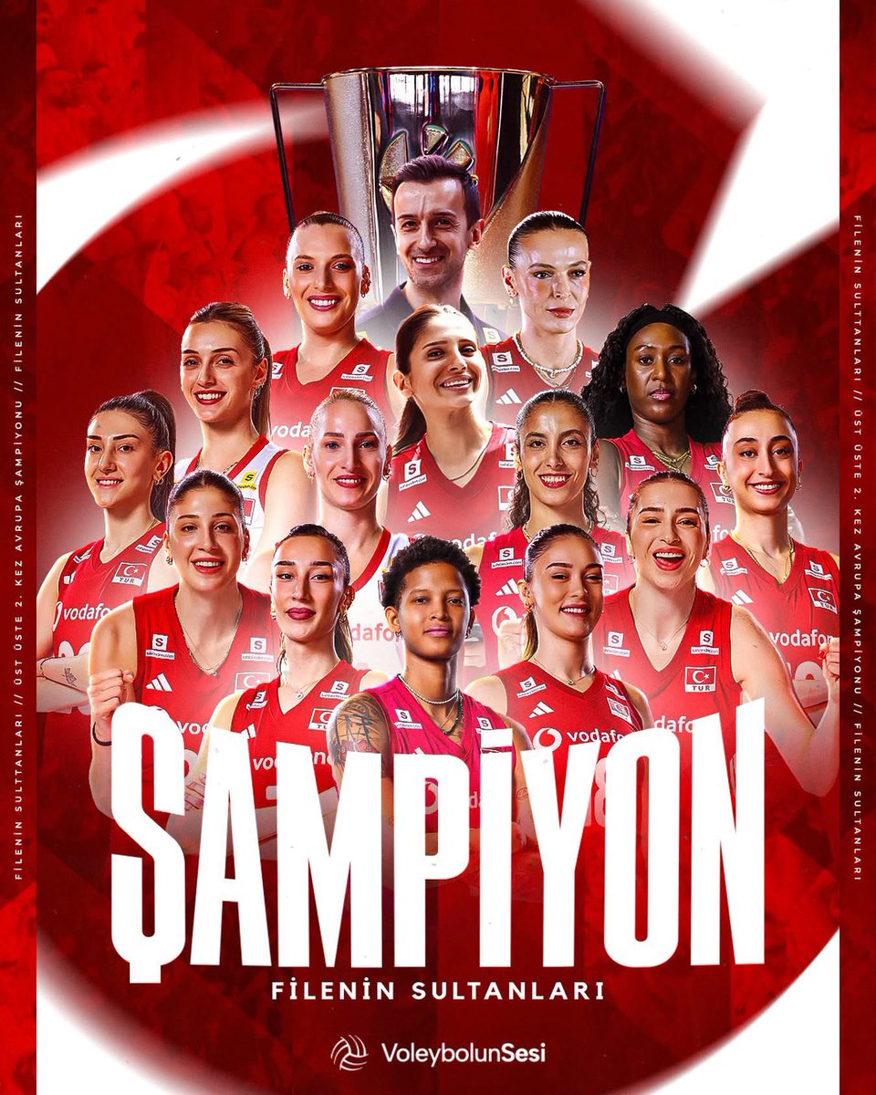 Yozgatozelidare's tweet photo. 🏆 ŞAMPİYOOOONNN TÜRKİYE! 🇹🇷

FİLENİN SULTANLARI ÜST ÜSTE 2. KEZ AVRUPA ŞAMPİYONU! 🔥

🏐 A Milli Kadın Voleybol Takımımız, 2026 CEV Trendyol EuroVolley finalinde İtalya’yı 3-2 mağlup ederek organizasyonda üst üste ikinci kez şampiyon oldu. 

Tebrikler #FileninSultanları 👏👏👏 https://t.co/3dzZnfozei