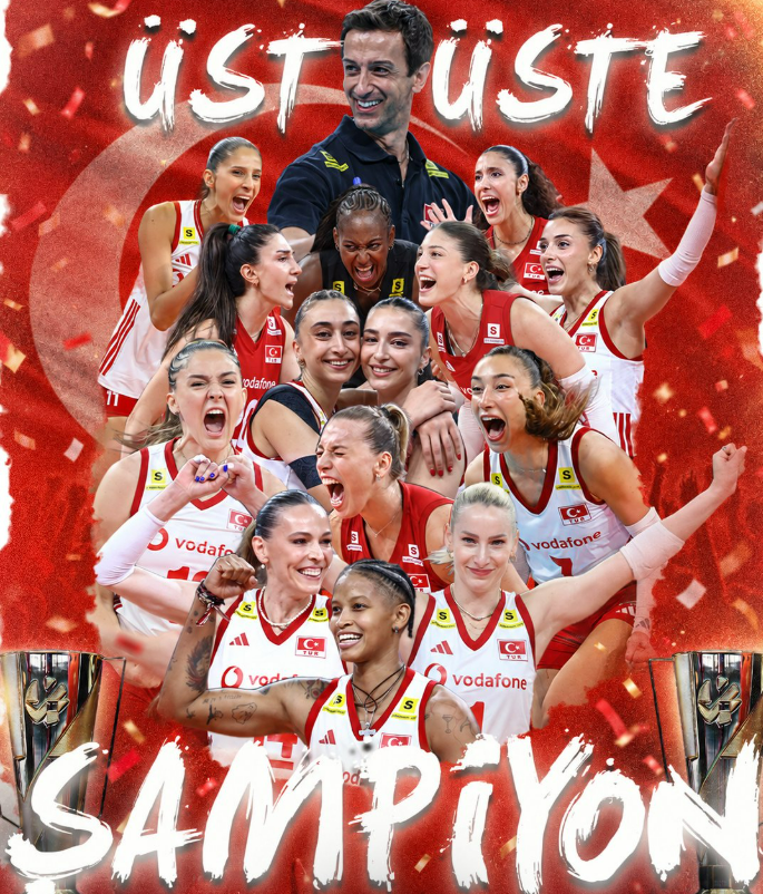 fvtcomtr's tweet photo. Filenin Sultanları Avrupa Şampiyonu!

A Milli Kadın Voleybol Takımımız, ikinci kez bu başarıya ulaştı.

Sizinle Gurur Duyuyoruz Kızlar! 
Harikasınız!
#FileninSultanları https://t.co/0K7rxnIzGD