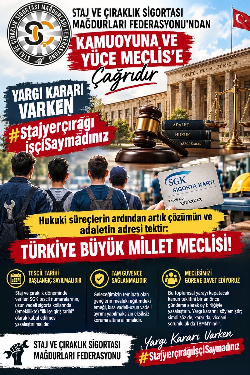 mihriban55's tweet photo. @CirakStajFED @Akparti @MHP_Bilgi @yenipartiyiz @RTErdogan @dbdevletbahceli @eczozgurozel @Yusuf__Tekin @tcmeb @isikhanvedat @csgbakanligi @memetsimsek @HMBakanligi @abakingurlek @iletisim @tcmeb_mtegm @nowhaber @szctelevizyonu @ankahabera @bhanettr Gençlerin ilk çalışma deneyimleri geleceğe dair güvence olmalıydı. Verilen SGK tescil tarihleri emeklilikte başlangıç kabul edilerek mağduriyet giderilsin.

@bbpgenelmerkez @DSPGenelMerkez @BTP_Parti @tipgenelmerkez

Yargı Kararı Varken
#StajyerçırağıişçiSaymadınız https://t.co/BO6wDy81IB