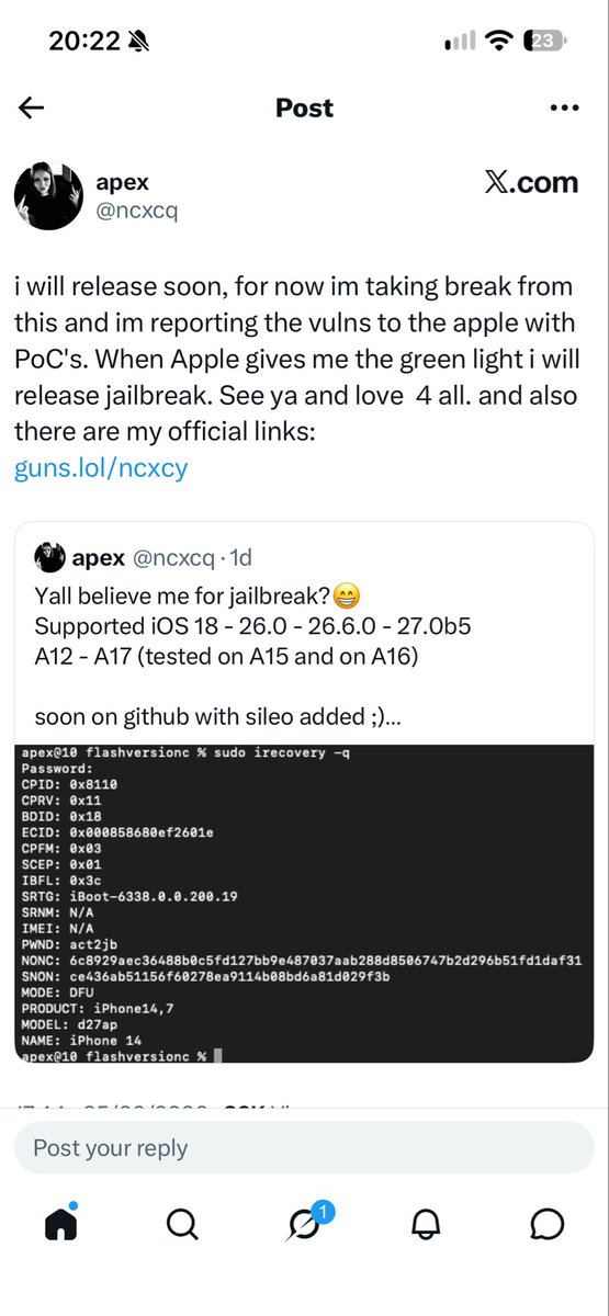 doctorblobface's tweet photo. @cantstopnyxia Seems like a shit person tbh. Apparently it’s getting released soon 😅. Or when ‘Apple gives the green light’ for a jailbreak, so never? https://t.co/zXCl9bubct