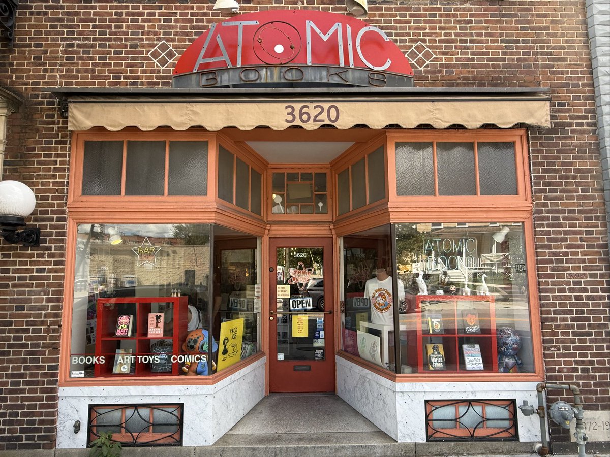 SkrticX's tweet photo. Atomic Books. 3620 Falls Rd. Baltimore. Photos: September 6, 2026. Amazing shop! https://t.co/SFg4QjVDCs
