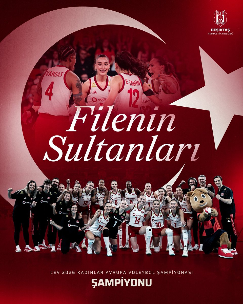 mkerten's tweet photo. CEV 2026 Kadınlar Avrupa Voleybol Şampiyonası’nda Şampiyon olarak büyük bir ZAFER daha kazanan Filenin Sultanları ’nı tebrik ediyorum 💪🏻

Sizinle gurur duyuyoruz.  🇹🇷👏🏻👏🏻👏🏻

#FileninSultanları
#CEV2026 https://t.co/1gGycNp8za