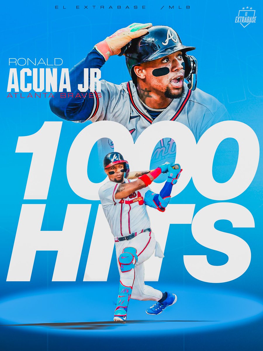 ElExtrabase's tweet photo. ¡¡¡SON 1000 HITS PARA RONALD ACUÑA JR. EN LAS GRANDES LIGAS!!! https://t.co/uiCcy4Pc6D