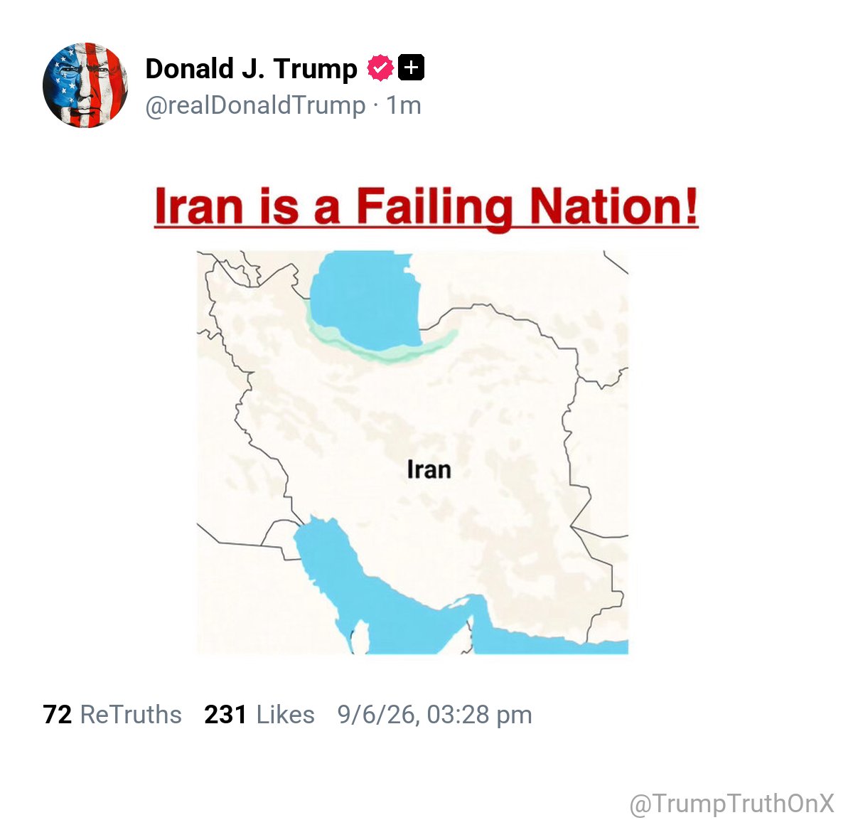 TrumpTruthOnX's tweet photo. New media post from Donald J. Trump
( TS: Sep 6 2026, 3:28 PM ET ) https://t.co/Lnye3N7Vd7