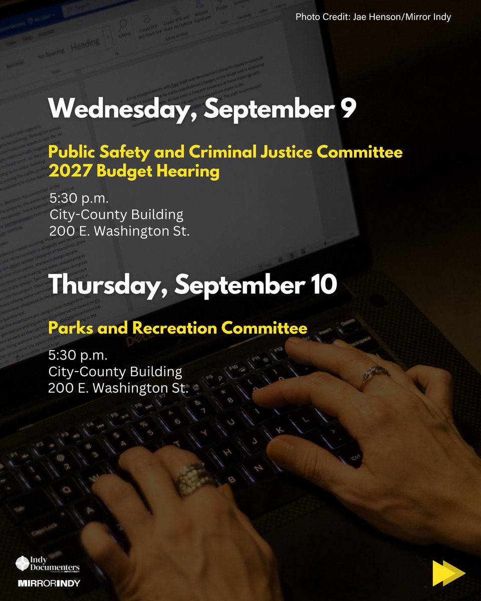 indydocumenters's tweet photo. From neighborhood discussions to City-County Council committee budget hearings, our Indy Documenters have full plates this week as they keep up with all the latest developments around the city. Here’s where they’re headed this week to take notes and ask questions. https://t.co/VEbytC4MtB