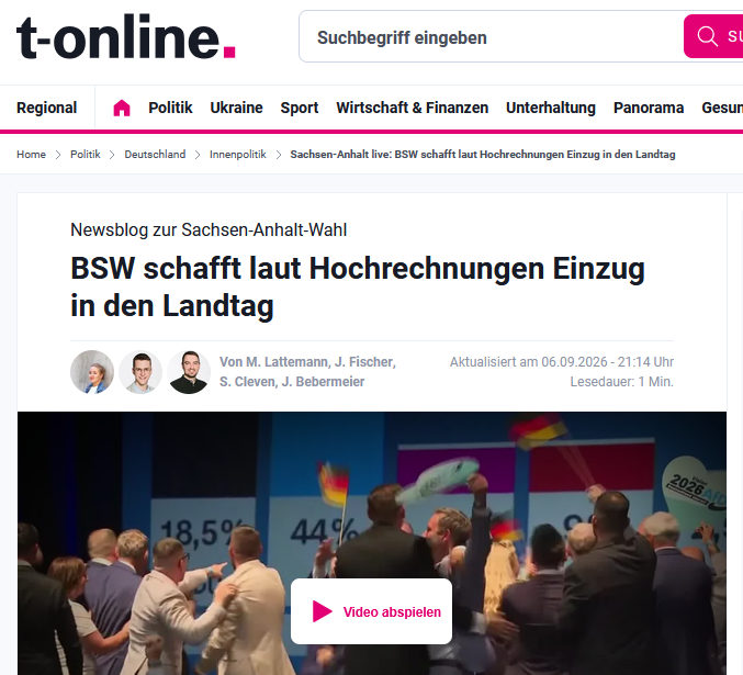Walnusskipferl's tweet photo. https://t.co/Jrtp0CqSjf
"Wir sind ein Saustall, wählt uns!" hat beim rechtsextremen Pöbel funktioniert, warum sollte das bei #Wagenknecht-#BSW nicht auch funktionieren?
#SachsenAnhalt
"BSW schafft laut Hochrechnungen Einzug in den Landtag" https://t.co/birp8as7r1