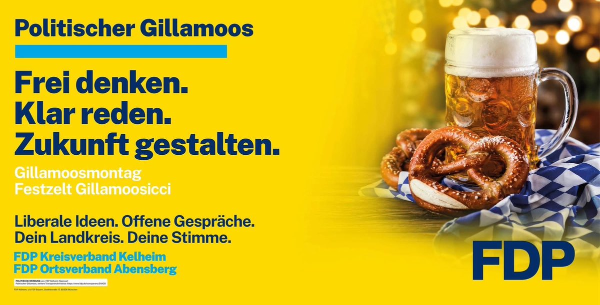 Mathis_W's tweet photo. Herzliche Einladung zur Veranstaltung der @fdpbay auf dem #Gillamoos https://t.co/yxz9VWVRNi