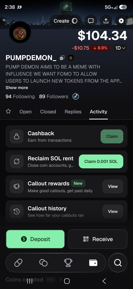 PUMPDEMON_'s tweet photo. Helpful tip from PUMP DEMON. On https://t.co/n59W2Q3Yfc go to the activity section of your profile you can claim cashback and reclaim sol rent. Your welcome https://t.co/wYKuTrjDsO