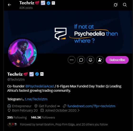 Djazirioption's tweet photo. @Techriztm @PsychedeliaAcad @Kelvintalent_ @FundedNext Done https://t.co/PYUXVme6LS