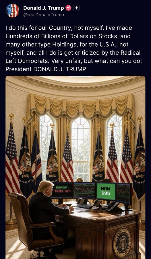 Trump heeft de beurs niet omhoog gemanipuleerd voor zichzelf maar voor alle anderen. Oké 🫡