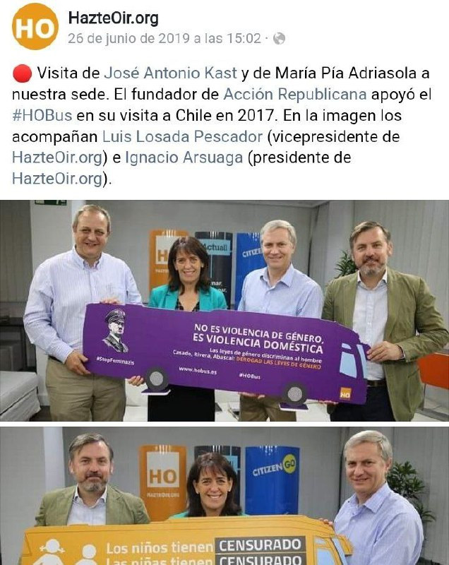 JulianMaciasT's tweet photo. Que Hazte Oír y CitizenGo participa en las campañas de Kast es más que visible por la propia publicidad que gastaron en redes y por su estrecha relación con Hazte Oír, la asociación matriz presidida ambas por Arsuaga, miembro de la secta el yunque como se demostró en un juicio. https://t.co/7mEYjj40i8