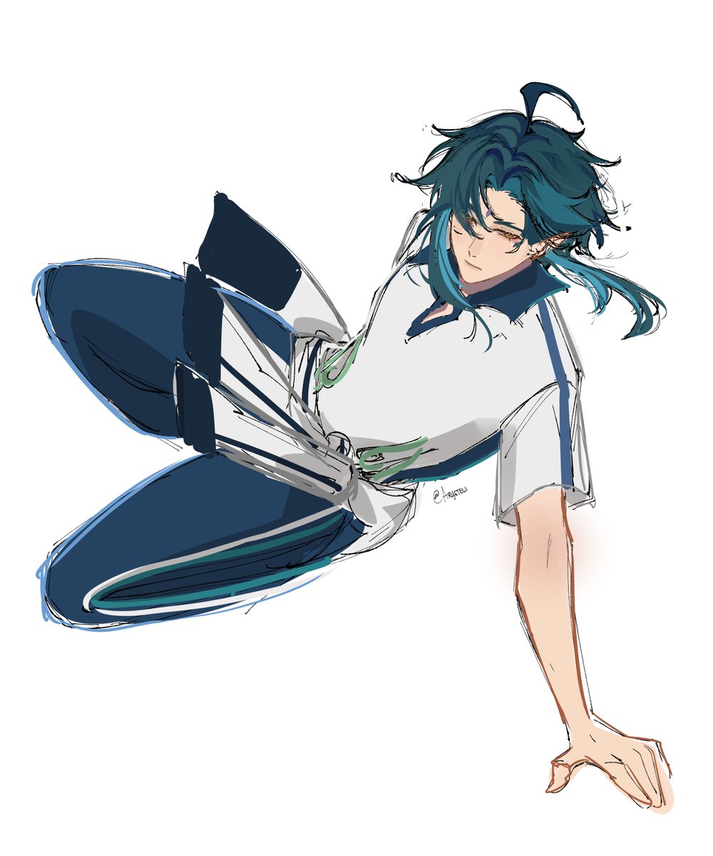 arysteli's tweet photo. i wonder if he'd be sporty as a student?

#GenshinImpact #Xiao https://t.co/sKs5ZD64k3