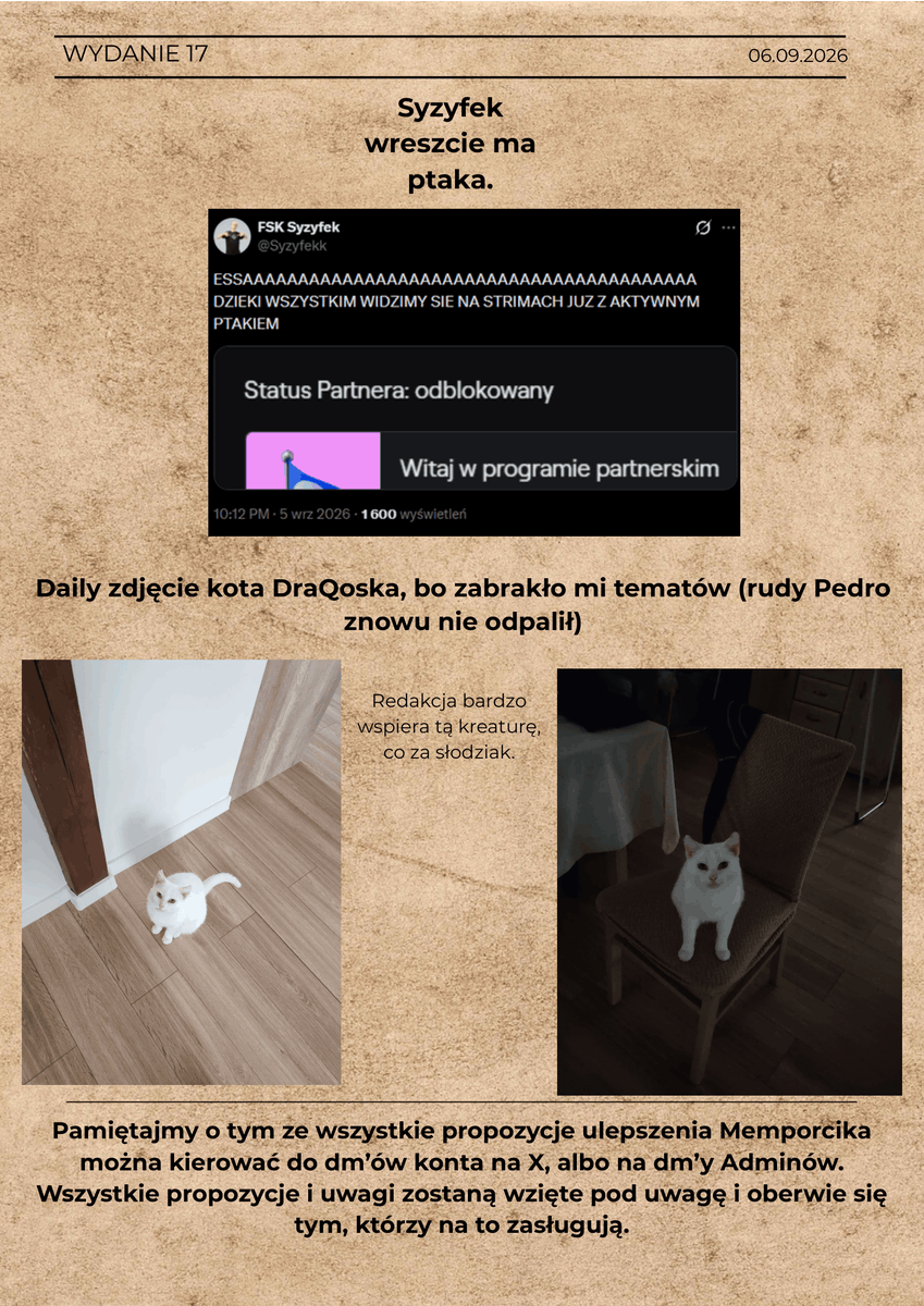 Memporcik's tweet photo. MaMY dzisiaj piękną datę, piękne święto, i piękne urodziny, tylko Rift Legends brak. Mimo to, redakcja znalazła ciekawe rzeczy do omówienia dla swoich wiernych fanów. PozdrawiaMY cieplutko solenizantów, wszystkiego najlepszego i miłej lekturki! https://t.co/Oz7S2McCba