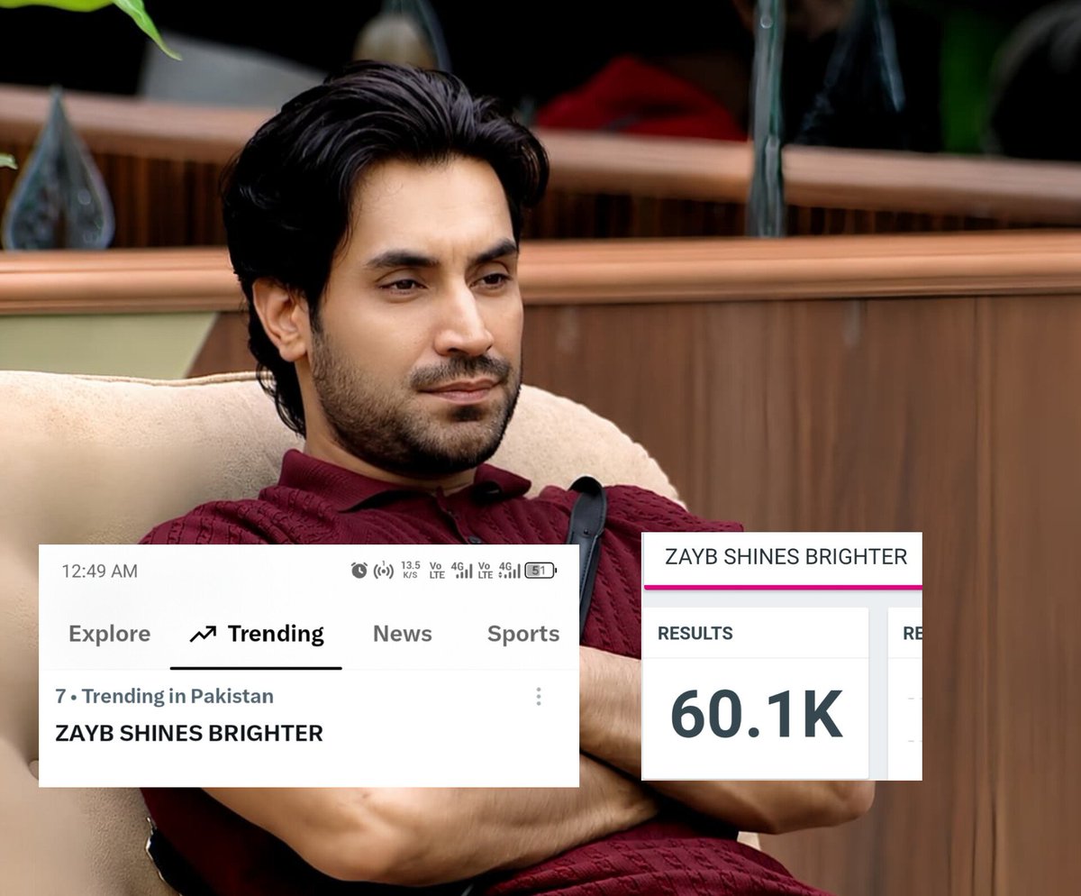 Shahmeerkhann56's tweet photo. ZAYB FANDOM HAS ONCE AGAIN JOINED THE 60K+ ELITE CLUB!🔥

Zayb Warriors have once again crossed the massive 60K+ tweets milestone and are currently holding a strong #7 spot on Pakistan’s official Twitter trending list.
#Tamasha5 

ZAYB SHINES BRIGHTER https://t.co/V2evmAsavs