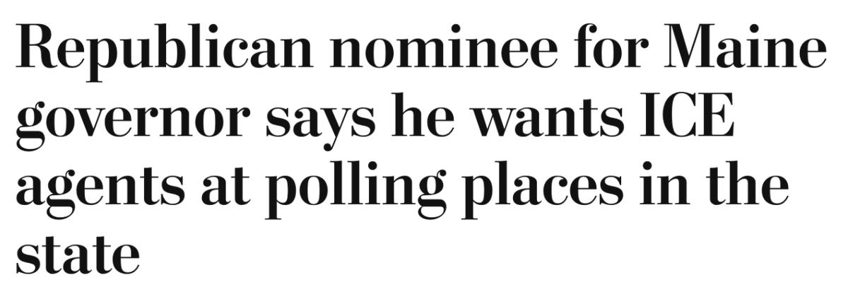 American_Bridge's tweet photo. Extremist Bobby Charles wants ICE agents at Maine polling places to intimidate voters and suppress the vote. He’s not just unfit for governor — he’s a dangerous threat to our democracy 
#MEGov #Mepolitics 
https://t.co/vJn28GQMkJ https://t.co/e2eeRI9kh2