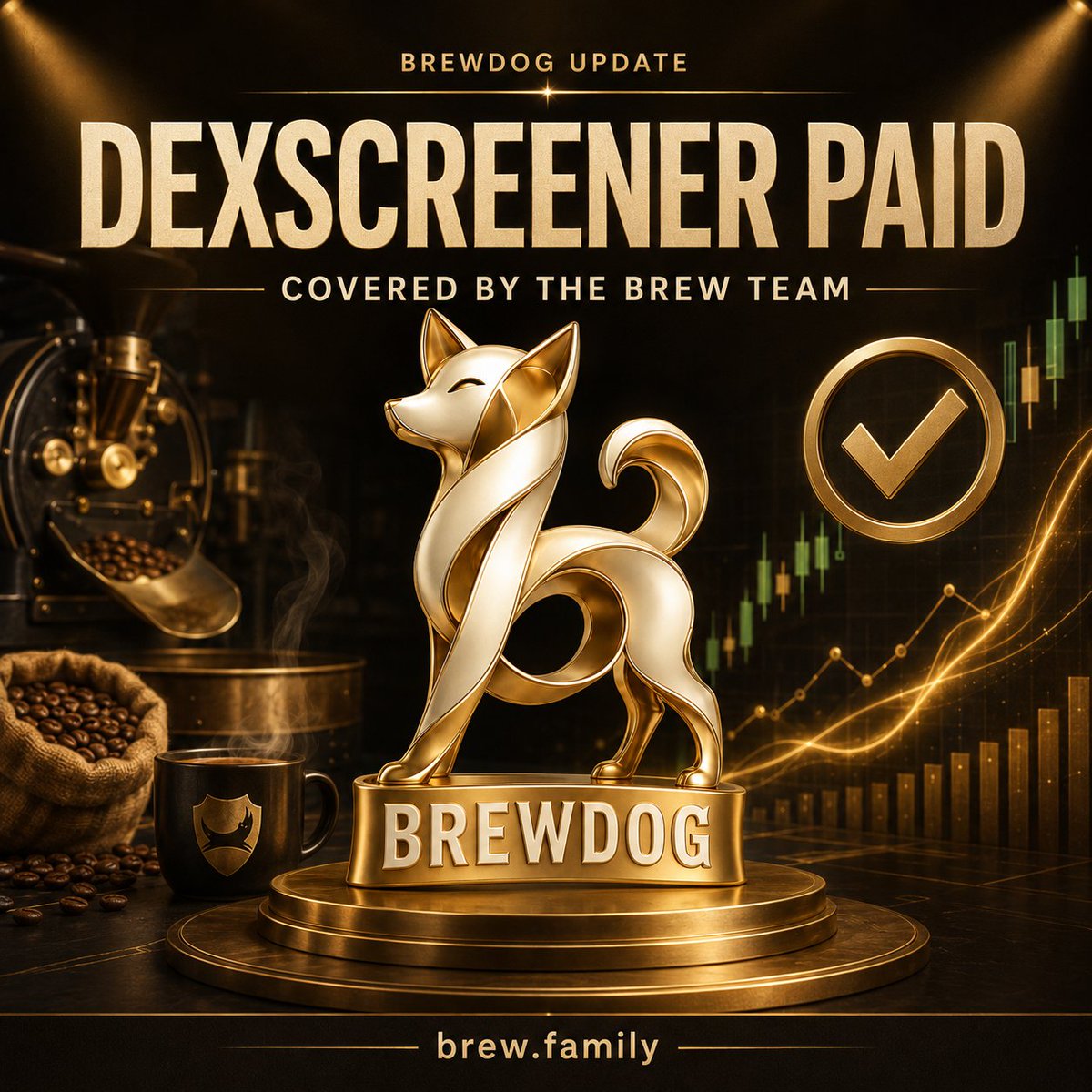brewdotfamily's tweet photo. Brewdog’s Dexscreener update is officially covered. 🐕

The Brew team has paid the full cost, giving Brewdog a stronger presence and making it easier for traders to discover the project.

https://t.co/8S2wrIs3Qx

https://t.co/aFNV05rnJ2 https://t.co/biLHyNgRKm