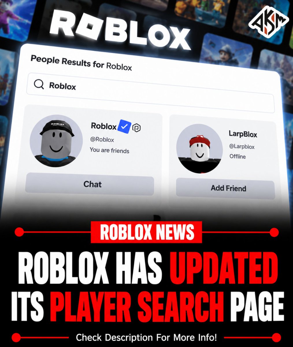 aksmworld's tweet photo. 🚨 Roblox News: Roblox has updated its player search page.

During the update, they seem to have accidentally made the verified badge giant. 

Via @RealFunkyWorm https://t.co/HZtkJjQd01