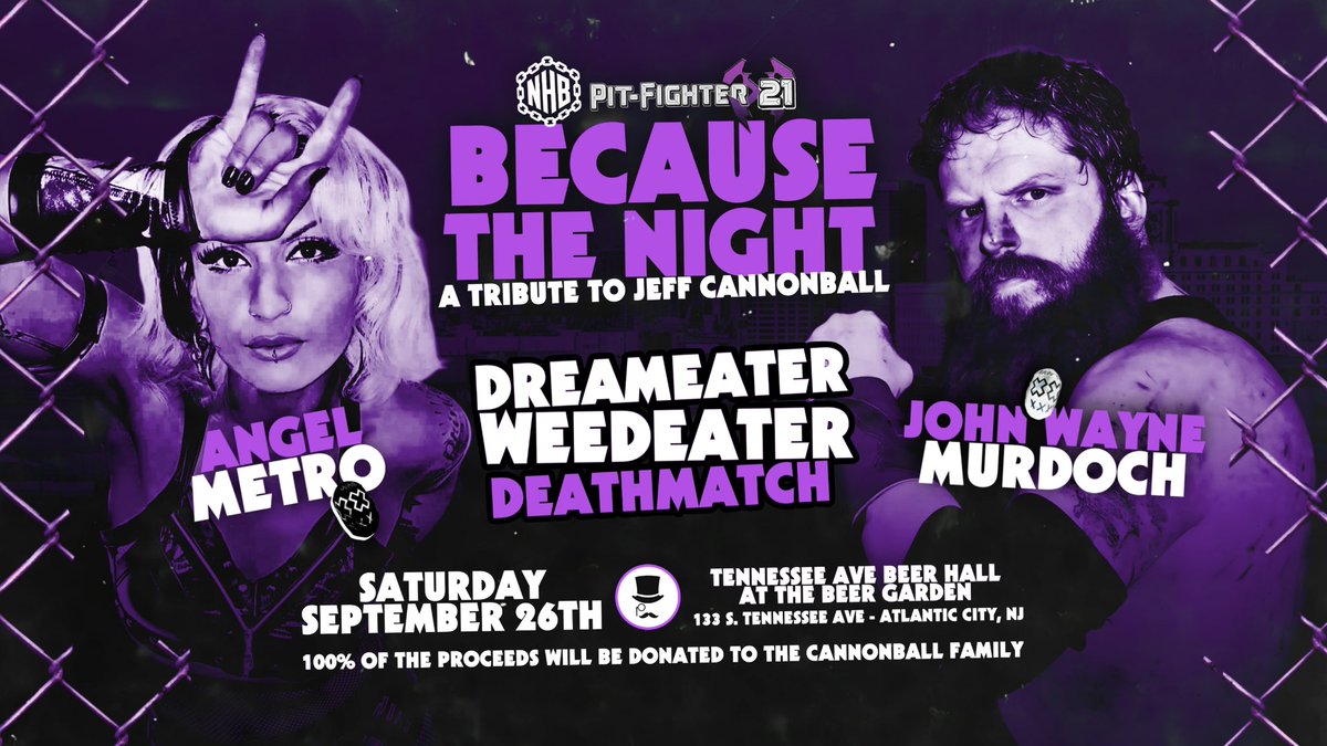 NHBTheChains's tweet photo. โBECAUSE THE NIGHTโ
a TRIBUTE to
JEFF CANNONBALL! ๐
CALAWAY vs DEMANTO
KTB vs BRONSON
JWM vs METRO
PLUS 4 MORE FIGHTS!!
#PFX21
LIVE!! SATURDAY SEPTEMBER 26th - TENNESSEE AVE BEER HALL - ATLANTIC CITY NJ - 7PM ๐ช- 8PM ๐๏ธ
BUY TICKETS NOW -
https://t.co/NFAgxDVhJx
VIP TICKETS INCLUDE -
EARLY FIRST ENTRY
VIP GIFT BAG
LE CANNONBALL POSTER
TICKETS ARE BE LIMITED!
ALL PROCEEDS WILL BE DONATED TO THE CANNONBALL FAMILY!
IF YOU WANT TO DONATE
or BUY A T SHIRT -
https://t.co/U2cEXDuRQa
๐ CANNONBALL FOREVER ๐