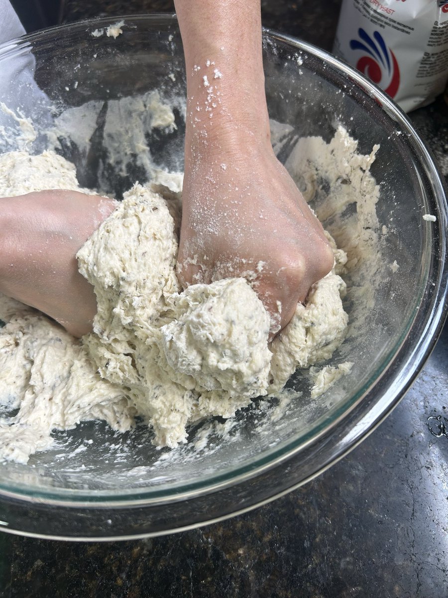 TheKitchenCode1's tweet photo. Bread is noble and versatile. This loaf has fresh oregano: just a tablespoon for every three cups of flour. To make it softer, we added two tablespoons of olive oil. And as always, pay attention to the water temperature. https://t.co/mAXlZvHFrD