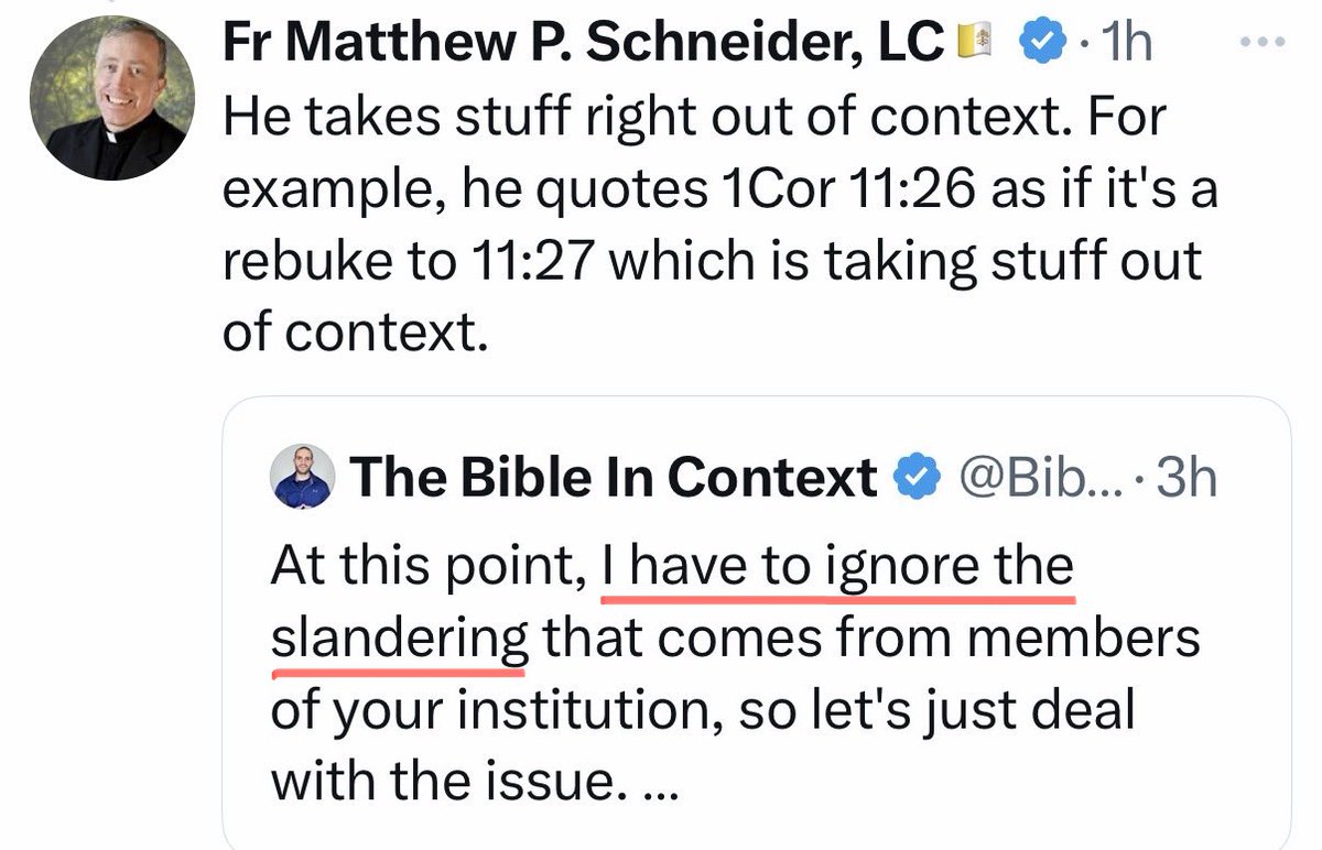 MrCasey62's tweet photo. “Plagiarizing Patrick” accuses a Catholic priest of “slandering” him. The funny thing is, @FrMatthewLC DIDN’T slander him. He just out-Bibled him. https://t.co/tWYxnjnBSL