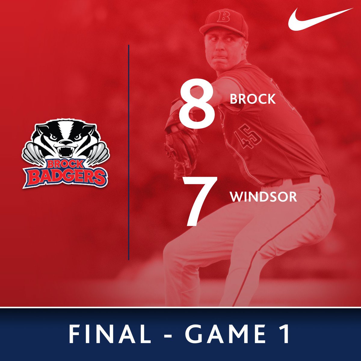brockbaseball's tweet photo. The Badgers finish out the weekend with an impressive 13-3 win in Game 2 vs Windsor.

Liam Riley hit a home run to take a 3-0 lead and the squad never looked back.

#WeAreBadgers https://t.co/accO4yOBMq