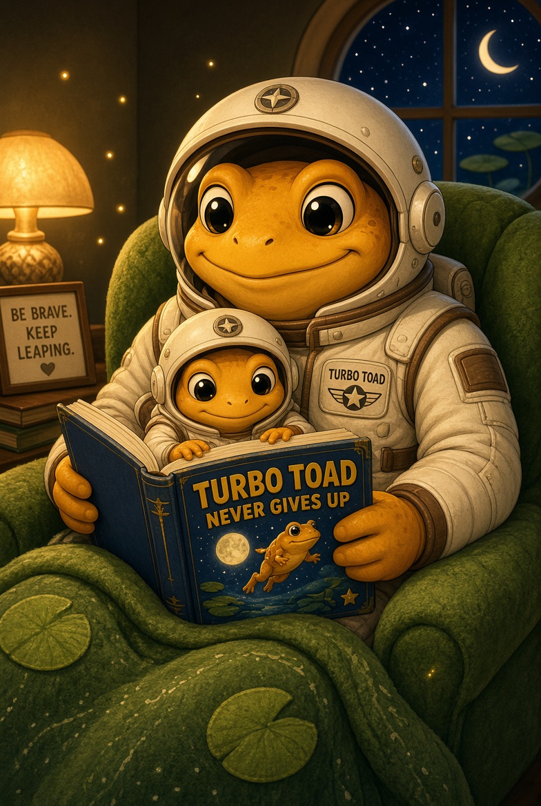 CedJackson6's tweet photo. National Read a Book Day. Perfect excuse to hop into Turbo Toad Never Gives Up. 🐸📖
https://t.co/UMwxnCbSM0

#Haiku
A tiny toad dreams

Dad toad turns another page

Moon still in the hop

Never give up, kid
Read it out loud. Then leap.
#ReadABookDay #nationalReadABookDay #TurboToadNeverGivesUp $TURBO #crypto #memecoin https://t.co/YGzEevz3h6