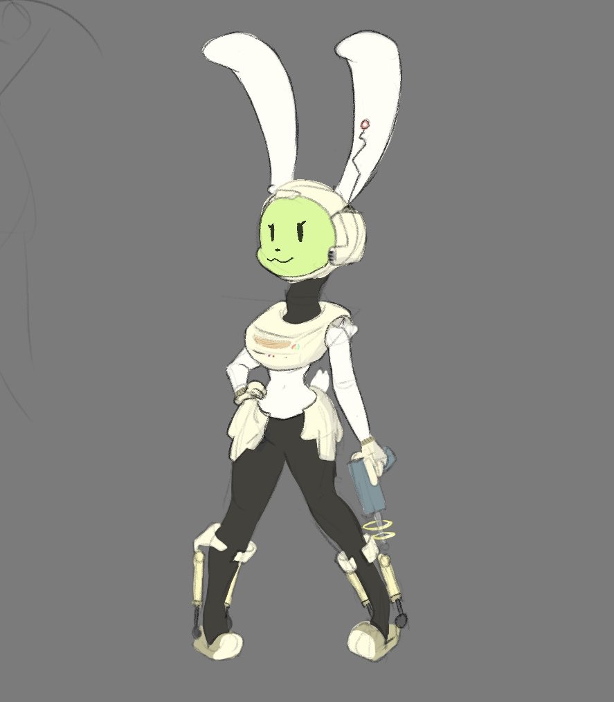 Lunarbounded's tweet photo. Posting this old art piece of robot bunny girl thing… I hope to do more of her soon, I like where I was going with her design :3

Second pic supposed to be a suit she’d use for deep sea diving or something https://t.co/Y0MfcD6GHC