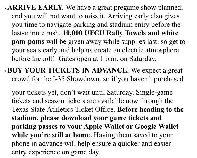 kdamp's tweet photo. There’s no getting around it. The @TXSTATEFOOTBALL game vs UTSA is going to be hot (with all @pac12 games being on national TV, we don’t control kick times like when our games were streamed). Start hydrating now - Saturday afternoon is too late. Other precautions we are taking: https://t.co/XEFsw4nlul