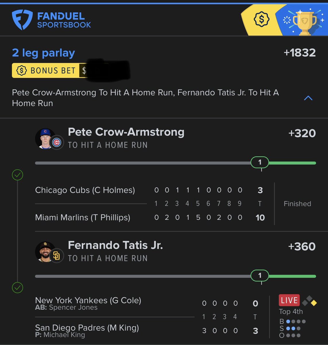 DailyImpact__'s tweet photo. +1832 cash to start the slate 🧹 Exclusive slips like this drop in the Discord daily. Link in bio to get in before the next lock. 📈🔥 https://t.co/REOl4OFyIz
