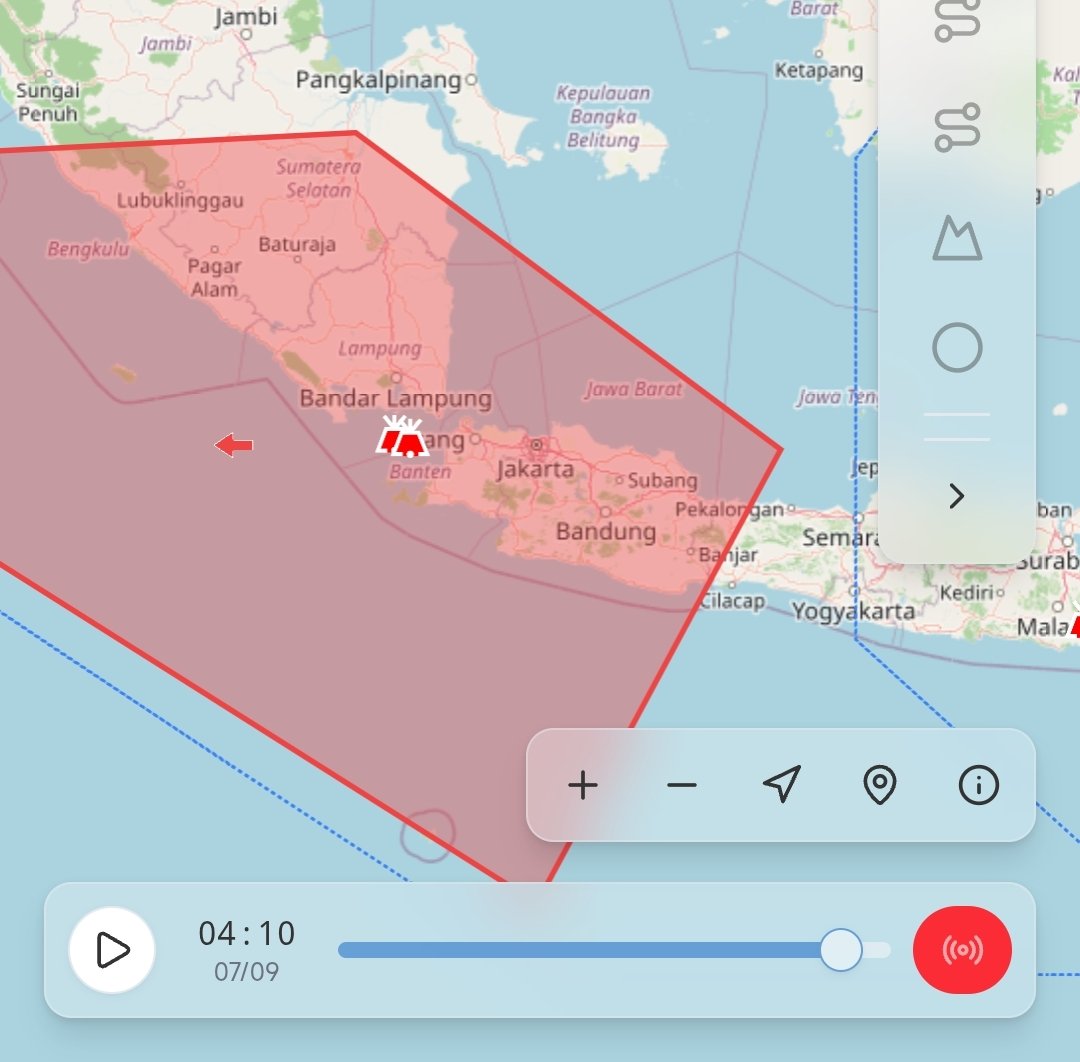 Rute_T11_T12's tweet photo. Update Peta Zona Merah Abu Vulkanik Anak Krakatau per 03:30 WIB

Comeback zona merah: Padang Gading, Mekar Sari, Palembang, Sebalik // Tegal, Balapulang, Karangpucung, Patimuan, Pangandaran

SIGMET Alert via InaSIAM @infoBMKG

Maps: https://t.co/JlujRar2ks https://t.co/iYjQGOuxtF