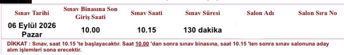 theseyidm's tweet photo. Arkadaşlar benim sınav giriş belgemde böyle bir şey yazıyor. Sınav binasına son giriş saati onmuş. Şanlıurfadaki sınav giriş belgelerinde yazmıyor muydu? 
#kpss
#kpss2026 https://t.co/893xLpvfwp