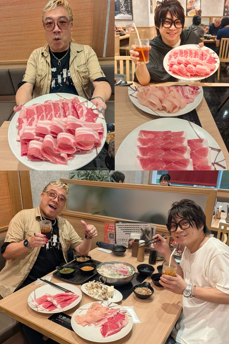 hamack809's tweet photo. おはようさんで〜す！\(  ˙-˙  )/
昨日、雨の中、都内に4店舗だけの、しゃぶしゃぶ但馬屋へ行ってきたぁ！

ここは、タレも豊富！
肉の盛り付けも綺麗で、見た目は良いですよね！
と言うわけで、美味かった〜〜！！ https://t.co/akWxSjZDkm