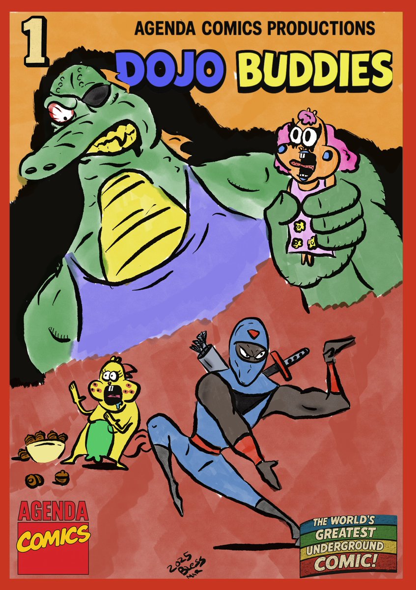 Agendacomics's tweet photo. @Prophecy_Comics Dojo Buddies #1 is available as a physical comic — full of ridiculous fights, Ninja Boy trying to keep things under control, Nutty Nate being Nutty Nate, and plenty of Thug Gator trouble. 😂💥

Prefer digital?
https://t.co/BFWVeGpN1Y  https://t.co/43i9Ogwzqs