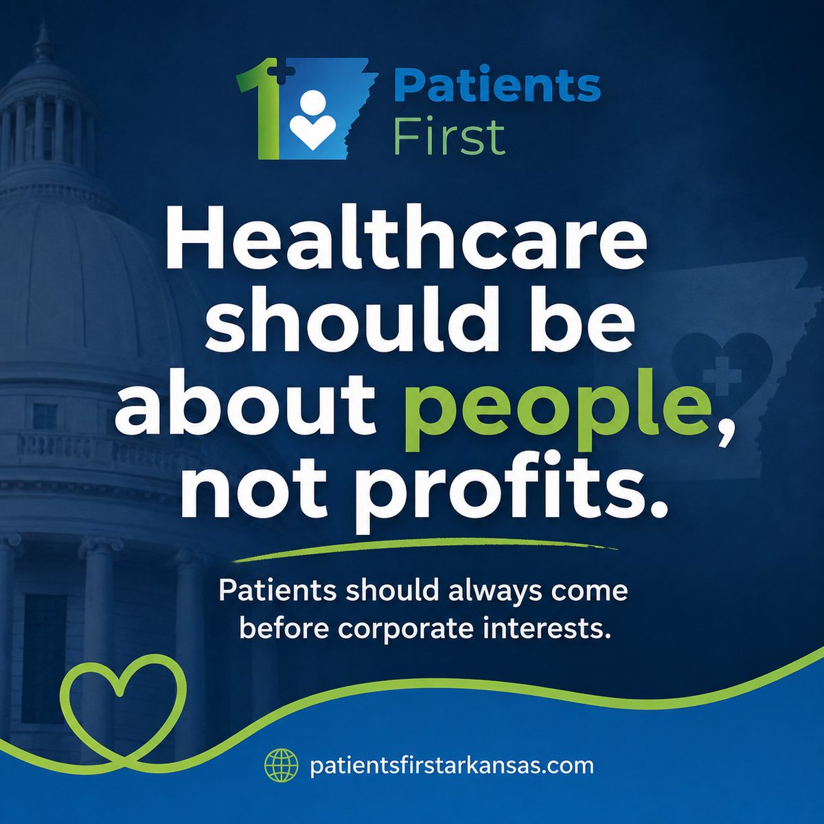 PatientsFirstAR's tweet photo. Healthcare should always be about people, not profits.

#PatientsFirstPAC #PatientsOverProfits #ArkansasHealthcare https://t.co/oPTvrKvFhq