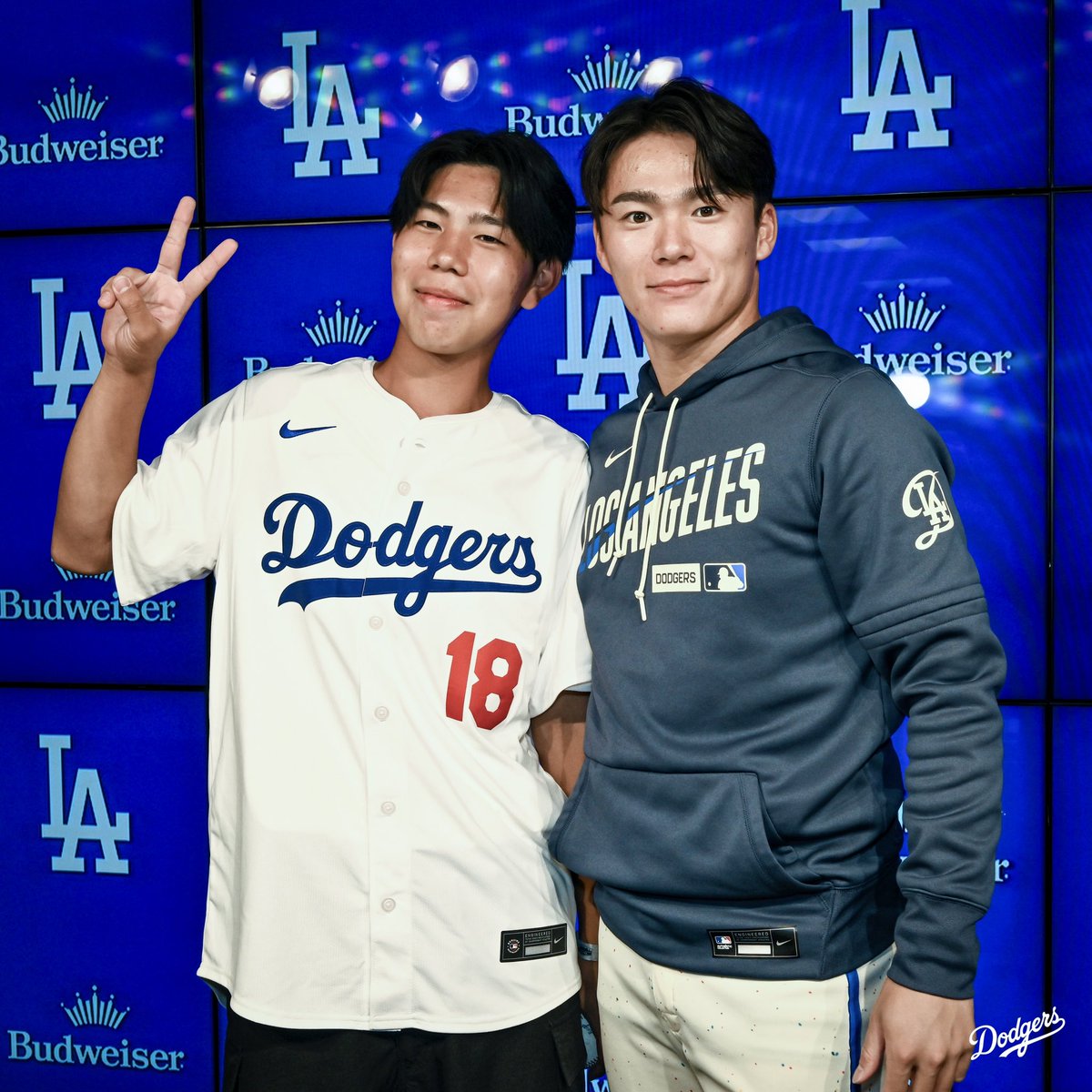 Dodgers's tweet photo. In honor of his bobblehead night, Yoshinobu invited kids from a foster care facility in Japan that he met earlier this year, making good on his promise that he’d see them again. 🥹 https://t.co/cNEzVXRzAC