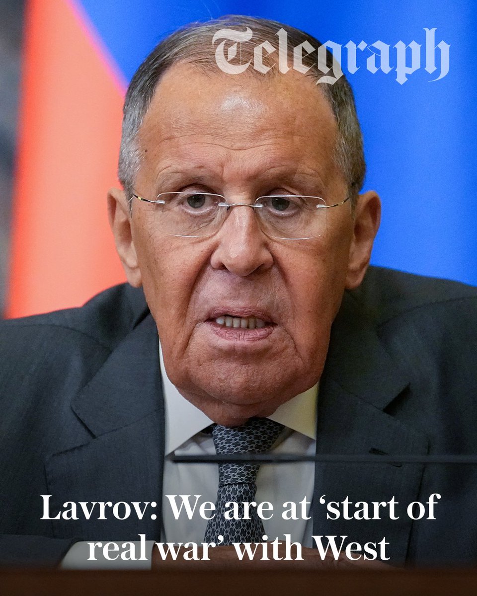 Telegraph's tweet photo. Russia’s foreign minister has warned his country is at “the beginning of a real war” with the West after Berlin accused it of attacking Leipzig airport with an explosive drone.

Sergei Lavrov cited a string of German actions as evidence of escalating tensions, claiming that some of them echoed events leading up to the Second World War ⤵️

https://t.co/IlEZ9sIdFf