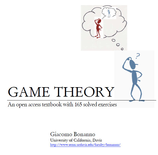 pickover's tweet photo. Mathematics.

Free Game Theory book.  "An Open Access Textbook with 165 Solved Exercises."   
    Book begins: "After teaching game theory (at both the undergraduate and graduate level) at the University of California, Davis for 25 years, I decided to organize all my teaching material in a textbook. ... There are two distinguishing features of this textbook: (1) it is open access and thus free, and (2) it contains an unusually large number of exercises (a total of 165) with complete and detailed answers. I tried to write the book in such a way that it would be accessible to anybody with minimum knowledge of mathematics (high-school level algebra and some elementary notions of probability) and no prior knowledge of game theory."
    Source: https://t.co/pscZDSNvnv.